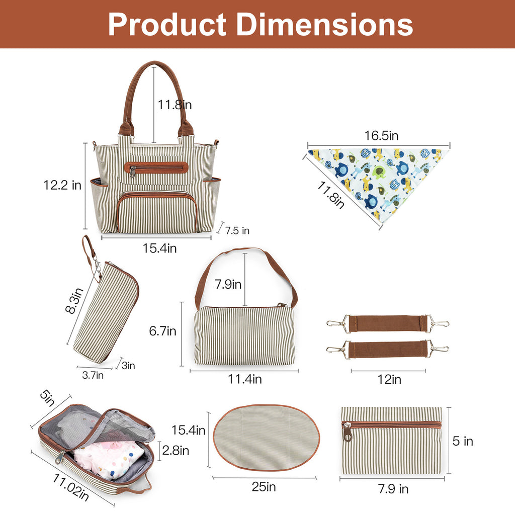 8Pcs Baby Nappy Diaper Bags Set