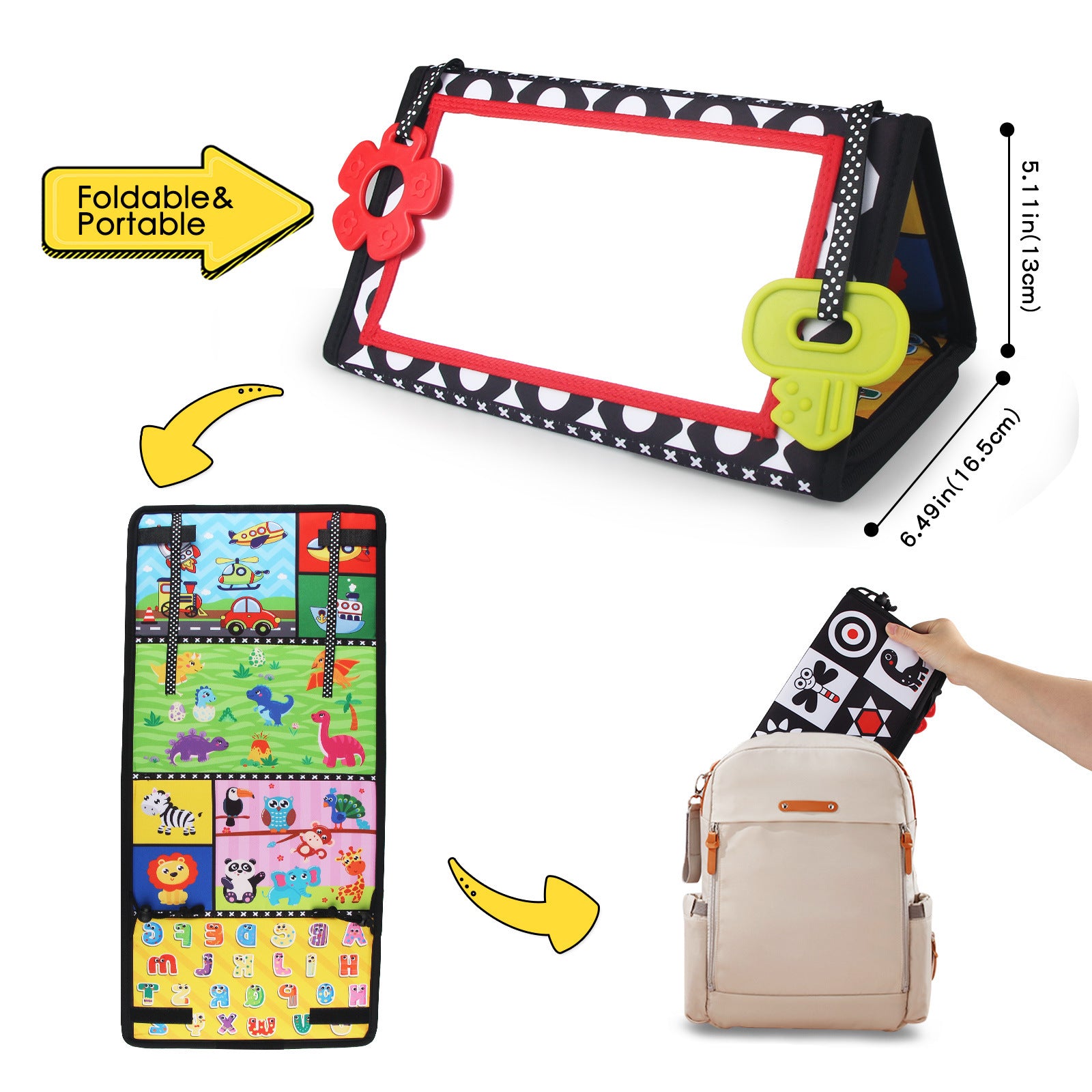 Baby Mirror Cloth Book Four Folding