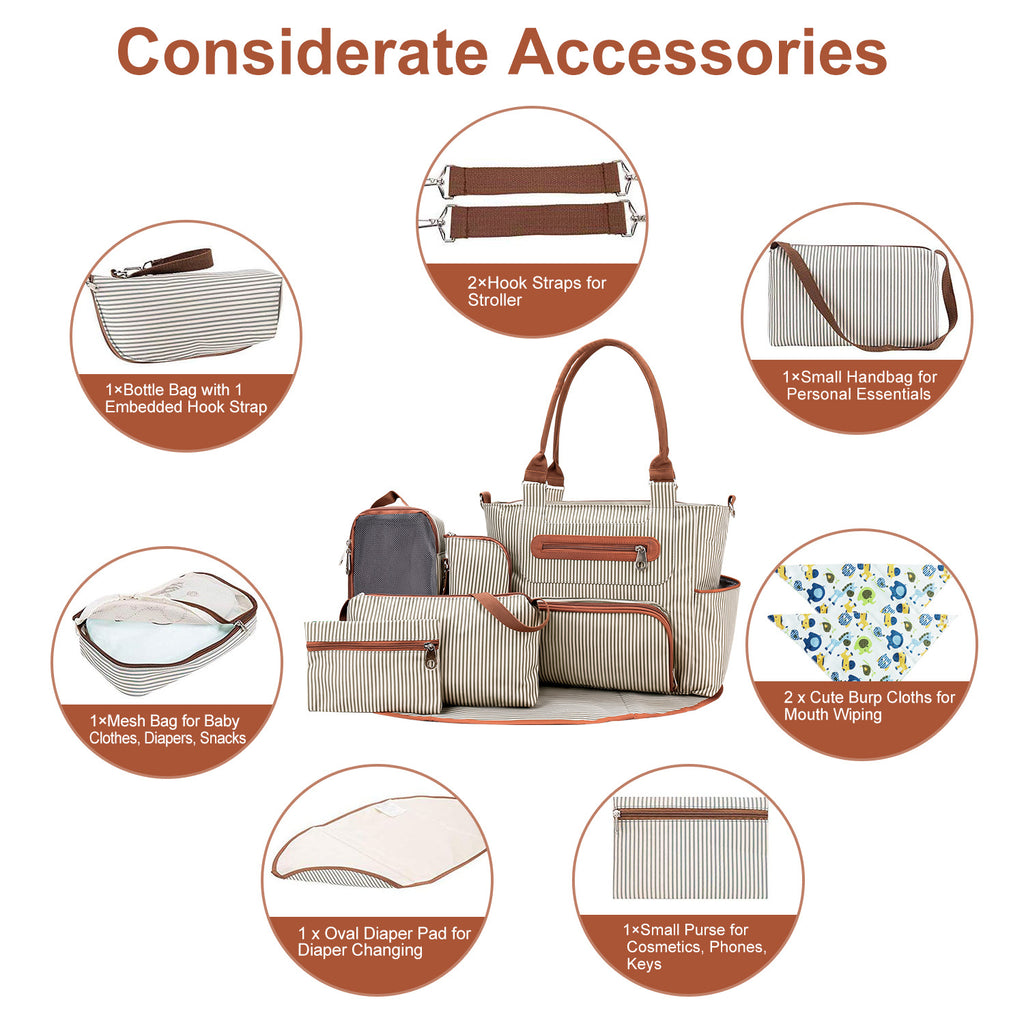 8Pcs Baby Nappy Diaper Bags Set