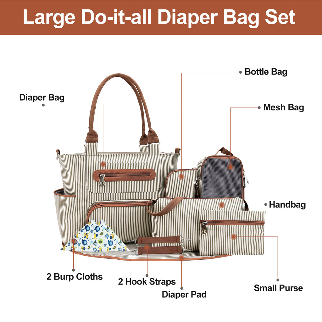 8Pcs Baby Nappy Diaper Bags Set