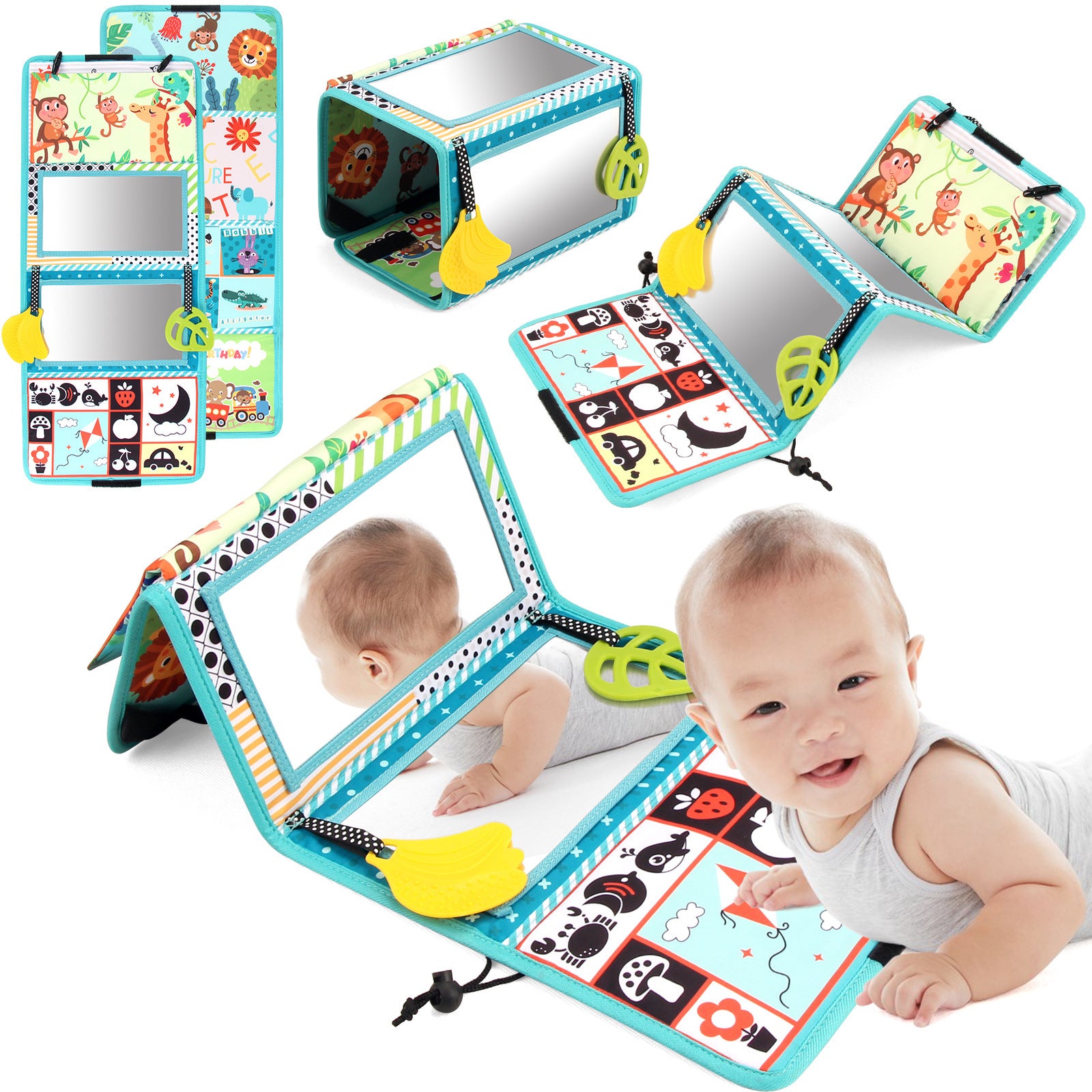 Baby Mirror Cloth Book Four Folding